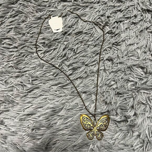 Fashions Jewelry Bronze Butterfly Necklace - Picture 1 of 5